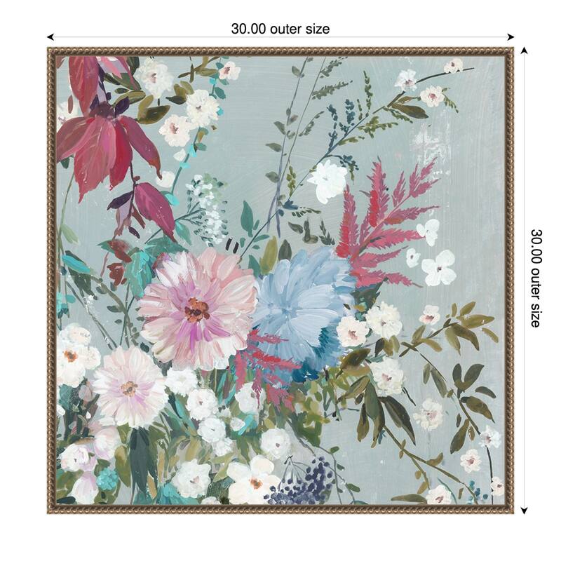 Floral Symphony in Soft Hues by PI Studio Framed Canvas Wall Art Print - 30 x 30 in