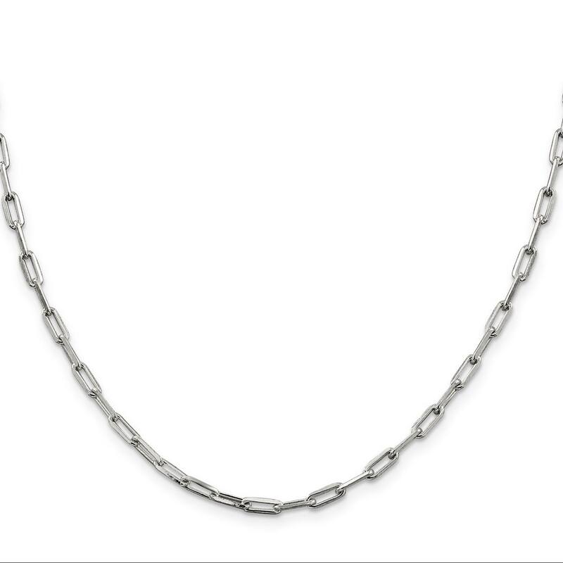 Curata 925 Sterling Silver Solid Polished 3.25mm Paperclip Chain Necklace (Lobster)
