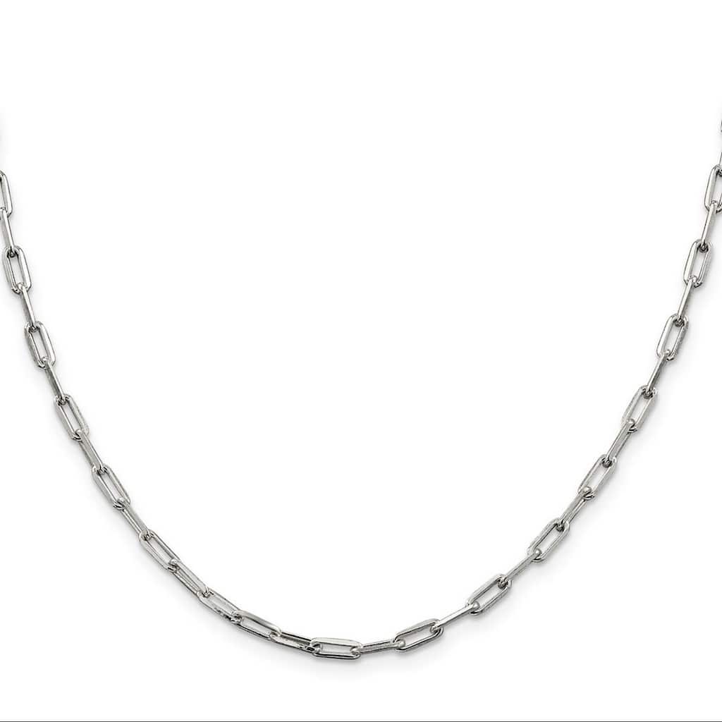 Curata 925 Sterling Silver Solid Polished 3.25mm Paperclip Chain Necklace (Lobster)