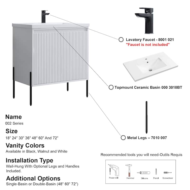 Ripple 30" Single Bathroom Vanity Kit (Assembly Required)