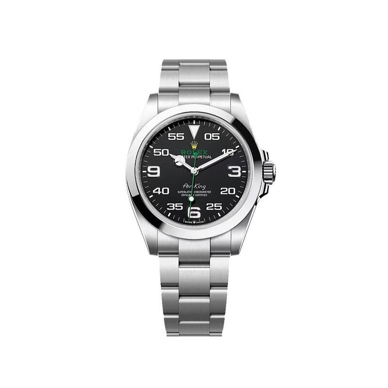 Rolex Pre-Owned Steel Air-King Men's Watch - Silvertone and Black - 40mm
