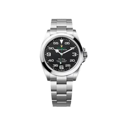 Rolex Pre-Owned Steel Air-King Men's Watch - Silvertone and Black - 40mm