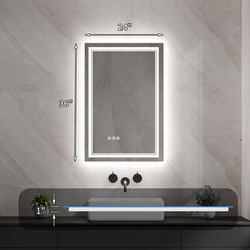 Modland Small Size LED Bathroom Mirror Back & Front Lighted Anti-Fog