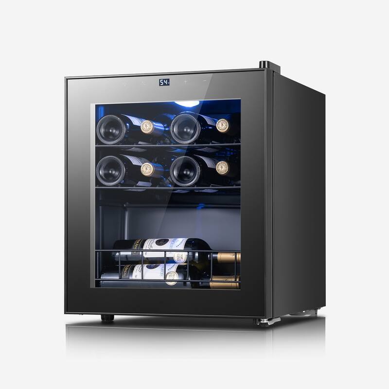 Yeego 12 Bottle Wine/Beverage Refrigerator, Freestanding, Compact - Black