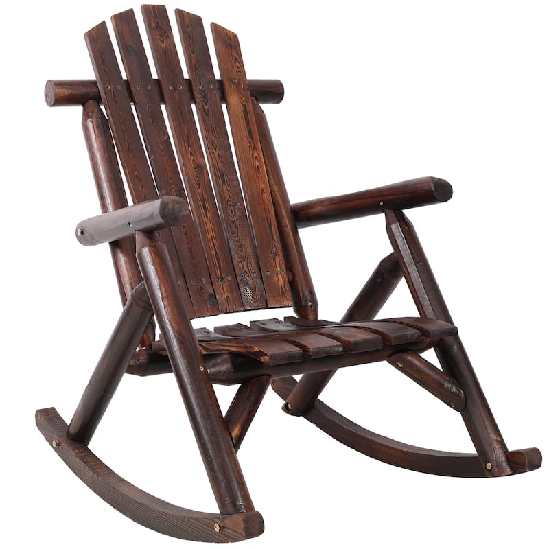 Classic Wooden Porch Rocker Chair, Durable Patio Rockers for Outside, Garde - Brown