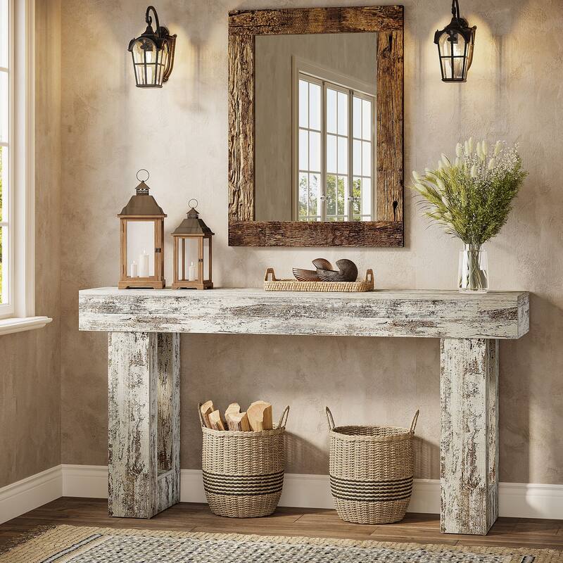 63-inch Wood Narrow Console Sofa Hallway Accent Table for Entryway