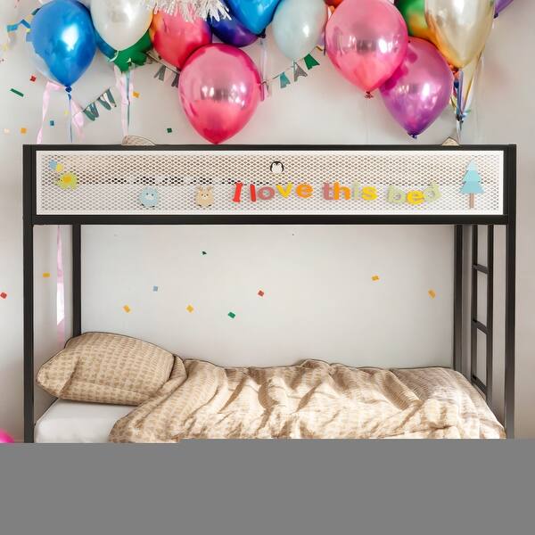 slide 2 of 12, Twin over Twin Bunk Bed With Exchangeable Ladder Black