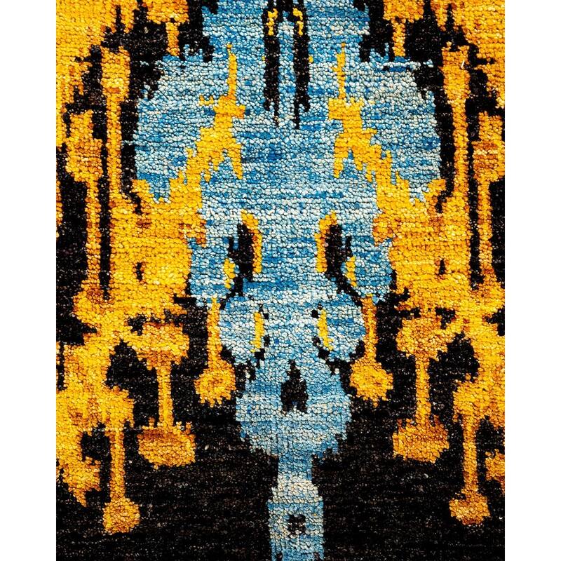 Overton Hand Knotted Wool Vintage Inspired Modern Contemporary Modern Yellow Area Rug - 5' 2" x 8' 2"