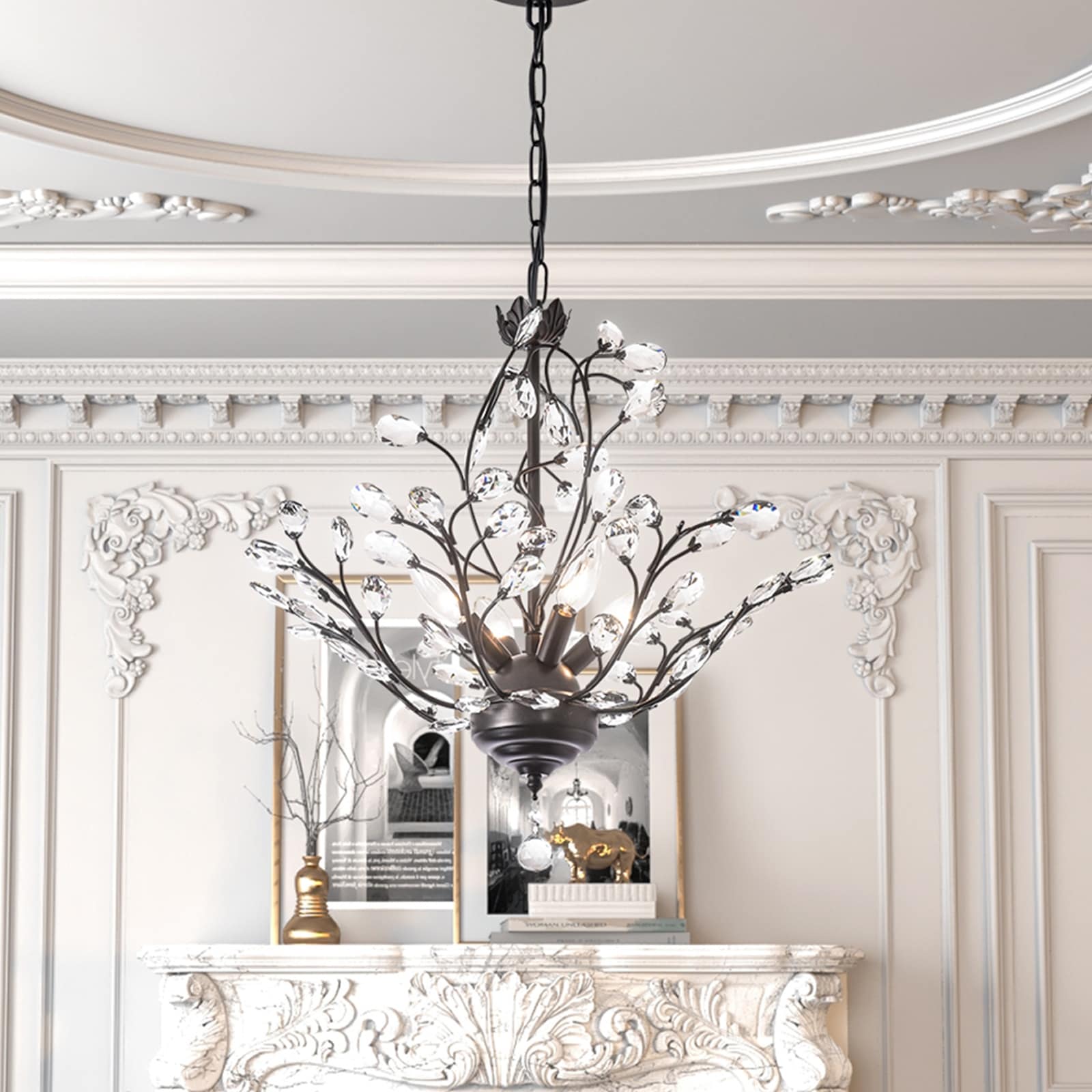 Maxax 4 - Light Unique LED Chandelier with Crystal Accents - On Sale - Bed  Bath & Beyond - 35109216