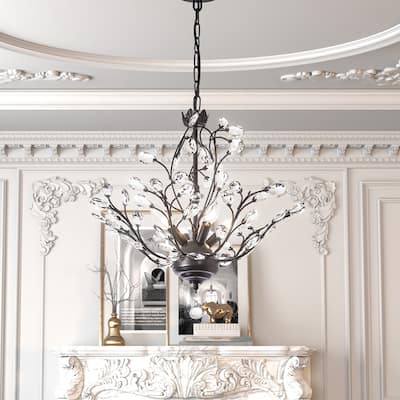 Maxax 4 - Light Unique Classic / Traditional Chandelier with Crystal Accents - MX19046-4-P