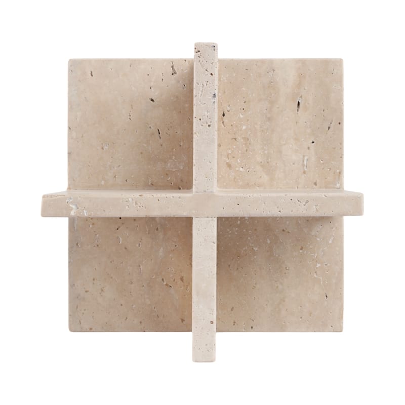 Stone and Travertine Solid Modern Geometric Decorative Object