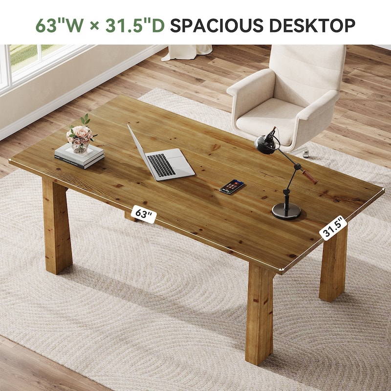 63-inch Wooden Computer Office Desk Workstation
