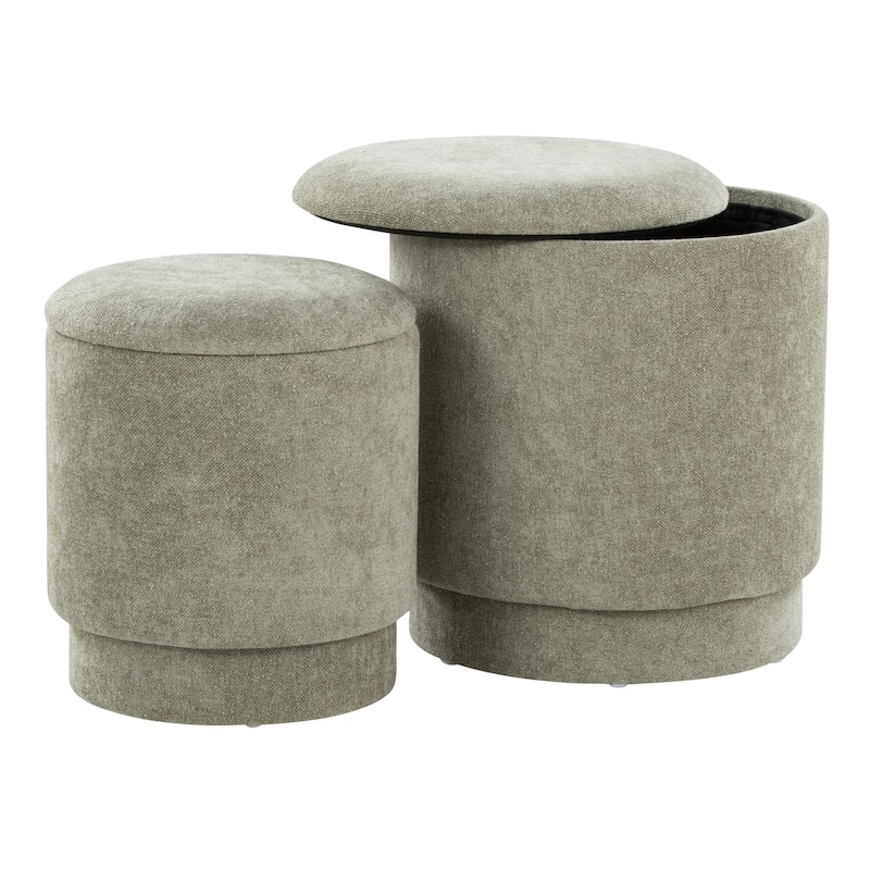 Marla Upholstered Contemporary Ottoman Set in Fabric by LumiSource