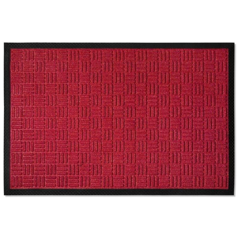 Envelor Door Mat Indoor Outdoor Low Profile Commercial Entryway Rug - 24" x 36" - Checker - Maroon