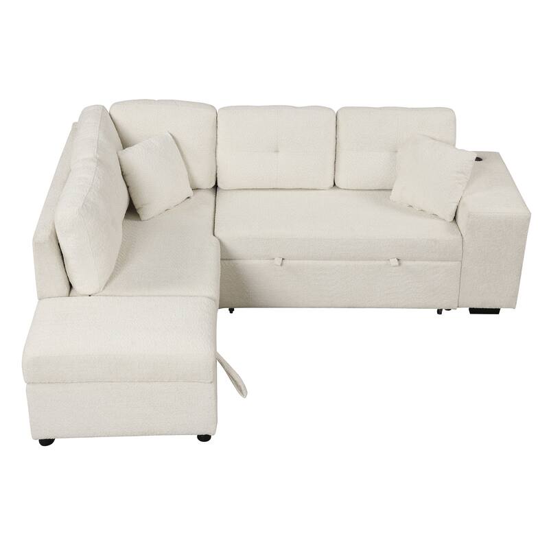 87.7" 4-Seat Convertible Sectional Sofa Set with Pillows and Ottoman