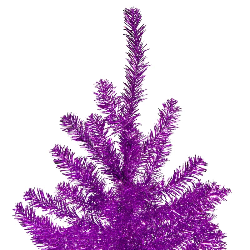 7' Metallic Purple Tinsel Artificial Christmas Tree - Unlit - 7 Foot