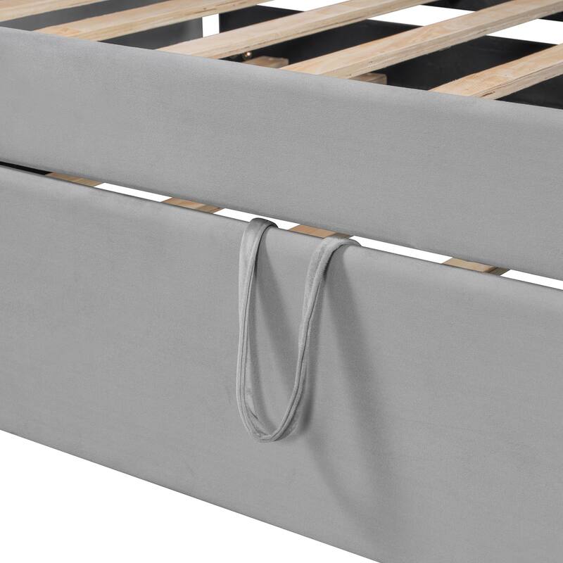 Twin Velvet Upholstered Daybed with Pop-Up Trundle Bed, Luxurious Convertible Sleeper