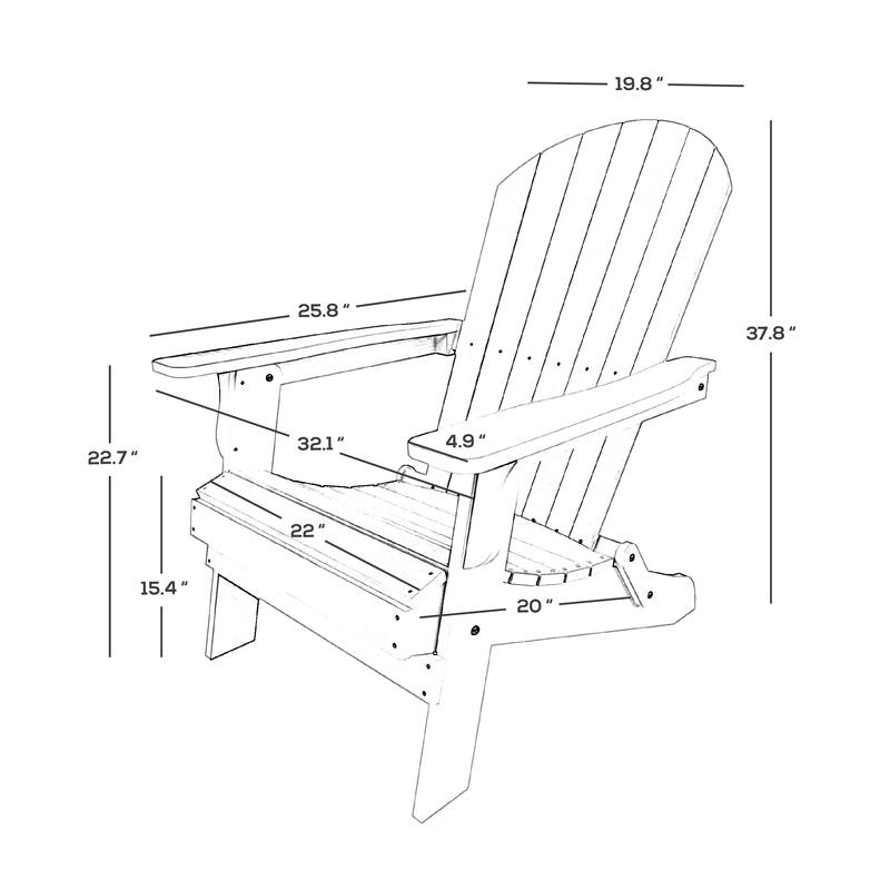 Vineyard HIPS Outdoor Folding Eco-Friendly All Weather Seashell Adirondack Chair