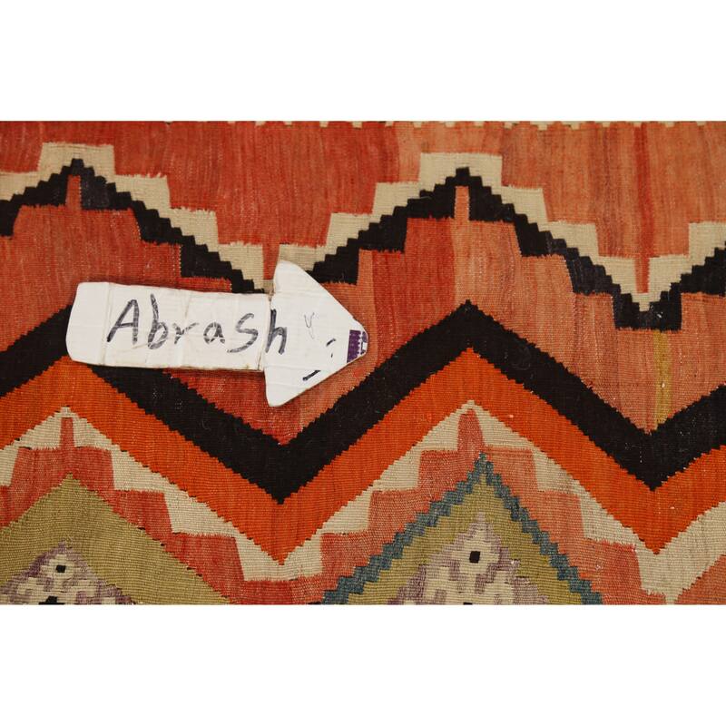 Vegetable Dye Kilim Qashqai Persian Vintage Runner Wool Carpet - 3'9"x 9'7"