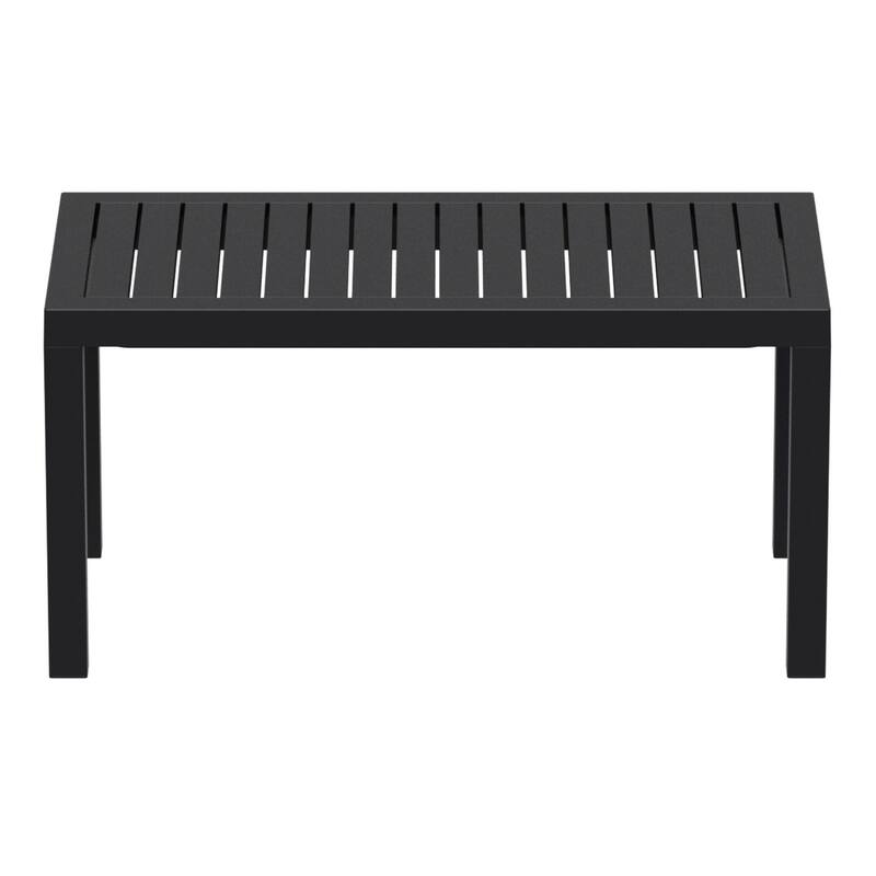 36" Black Patio Solid Rectangular Patio Resin Coffee Table