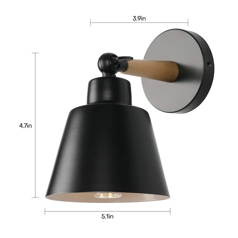 Adjustable Vintage Wall Sconces Bedside Bedroom Wall Light Fixtures - Lampshade Dia 5.1"