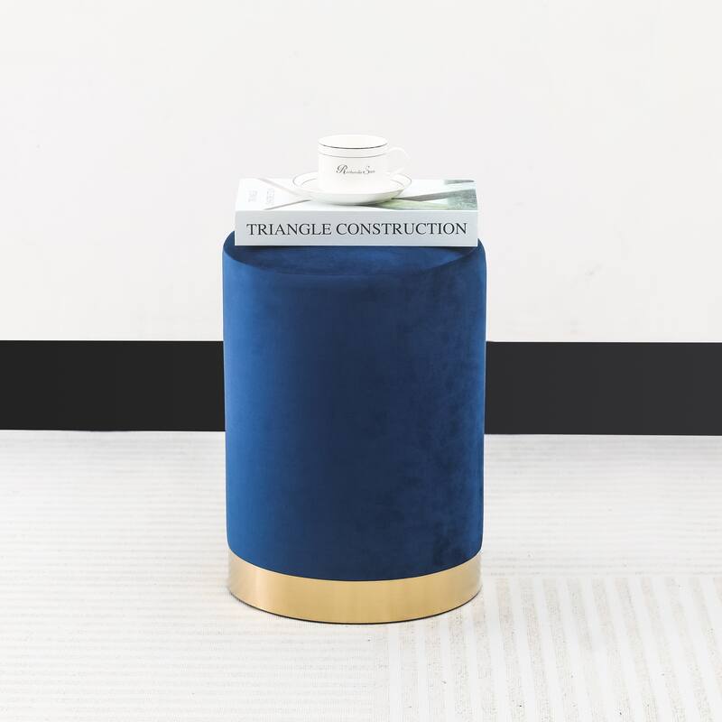 Adeco Footstool Ottoman Vanity Stool with Gold Base