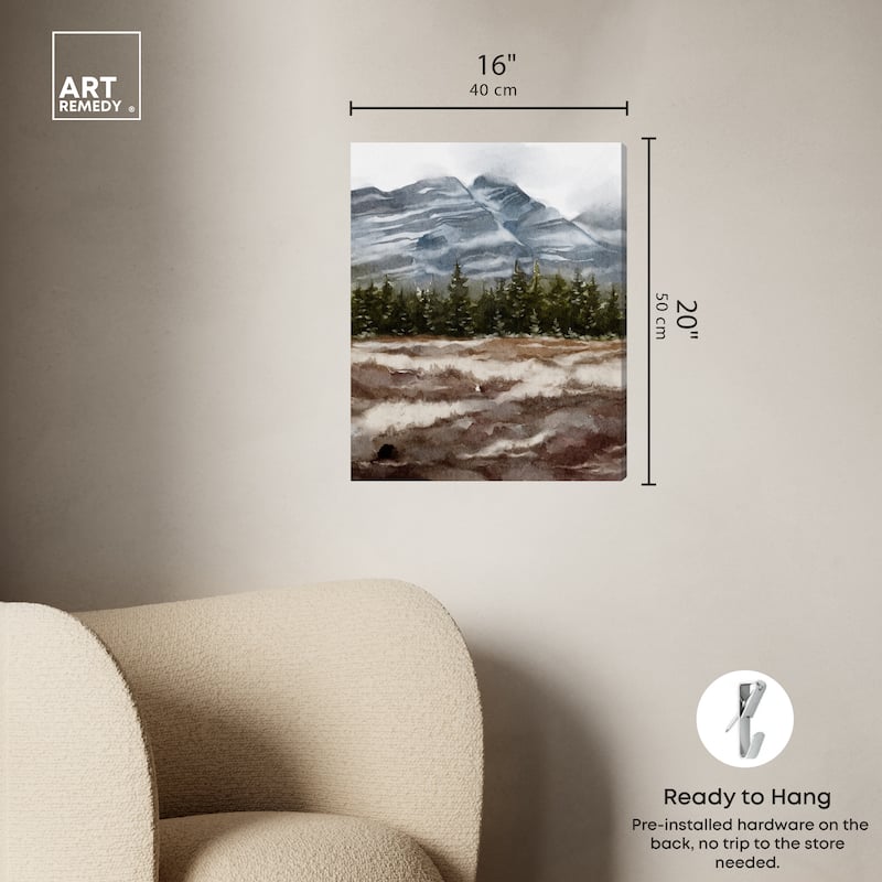 Art Remedy February Rocks Landscape Gallery Wrapped Landscape 1 Piece Canvas Wall Art Watercolor Style