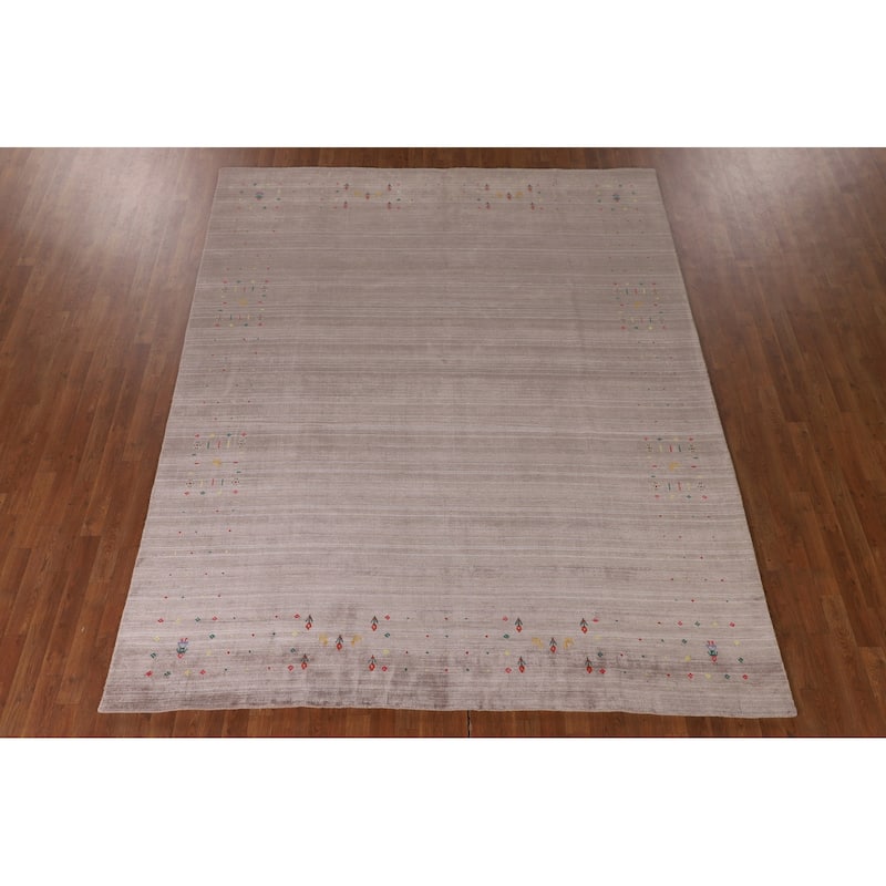 Striped Gabbeh Oriental Area Rug Handmade Wool Carpet - 7'10" x 9'8"