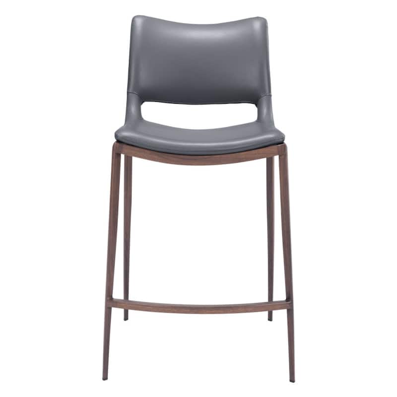 Set of 2 Faux Leather Counter Height Bar Stools with Footrest - 22.4” x 20.1” x 37.2”