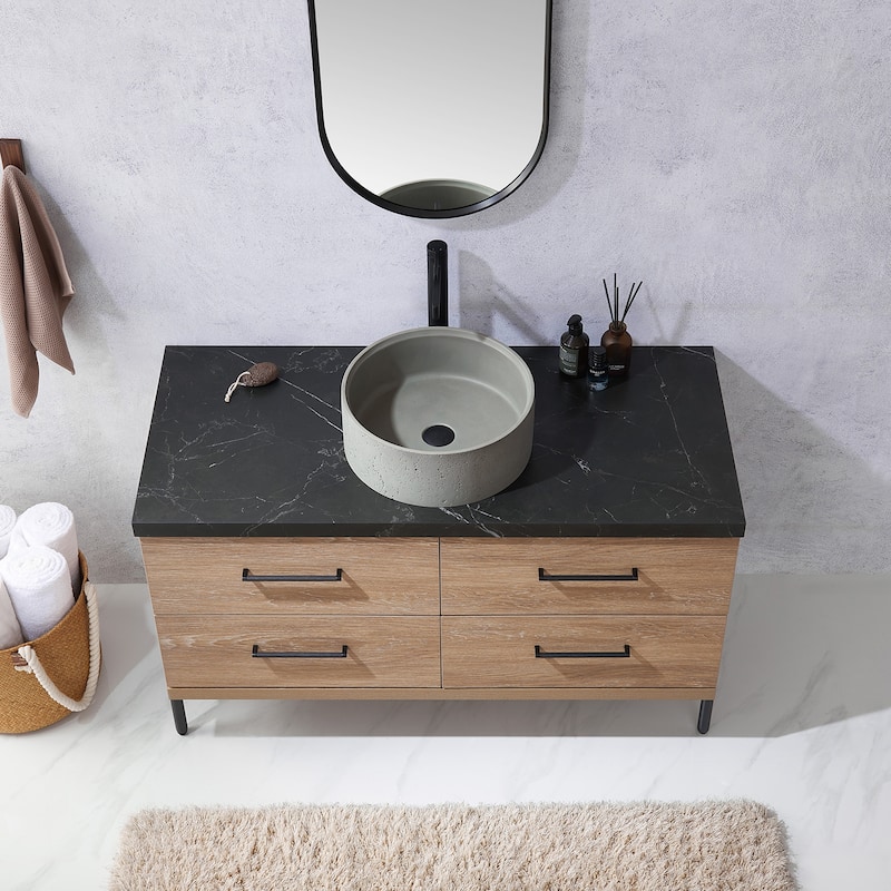 Trento Bath Vanity with Sintered Stone Top with Concrete Sink (R)