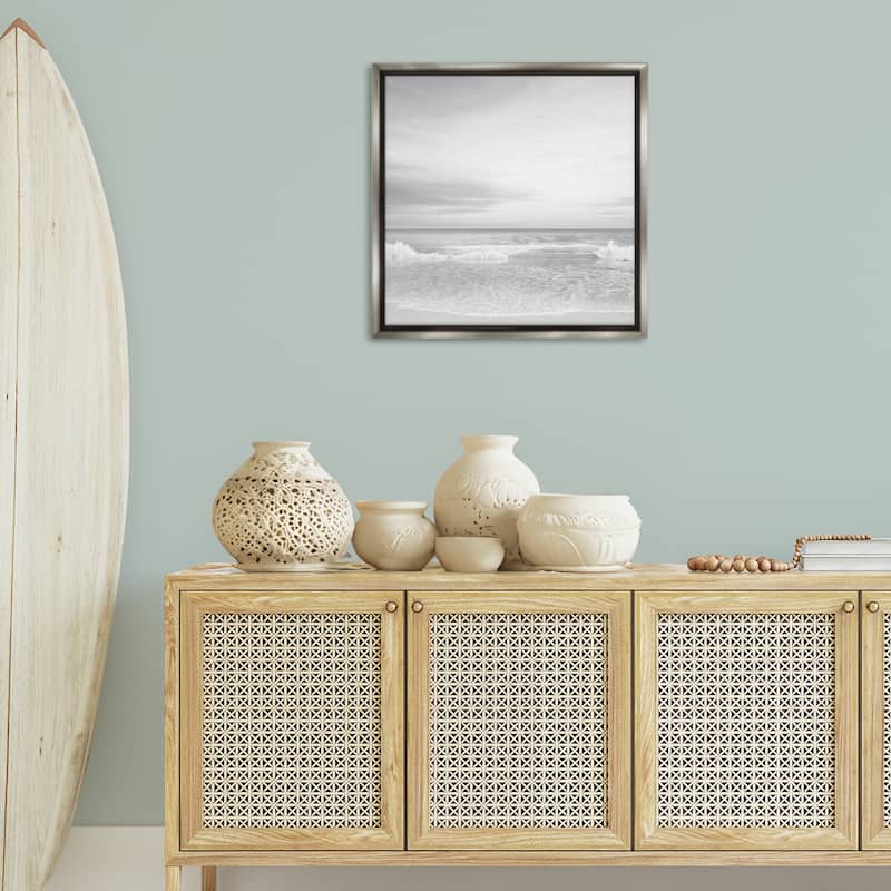 Stupell Soft Peaceful Beach Waves Framed Floater Canvas Wall Art Design By Maggie Olsen