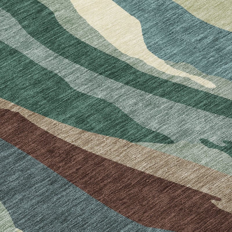 Machine Washable Indoor/ Outdoor Abstract Contemporary Chantille Rug