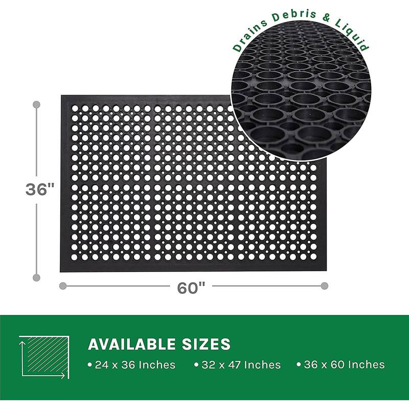 Envelor Anti Fatigue Rubber Floor Mat Non-Slip Restaurant Kitchen Mat for Floors Bar Mat Door Mat 36 x 60 Inches