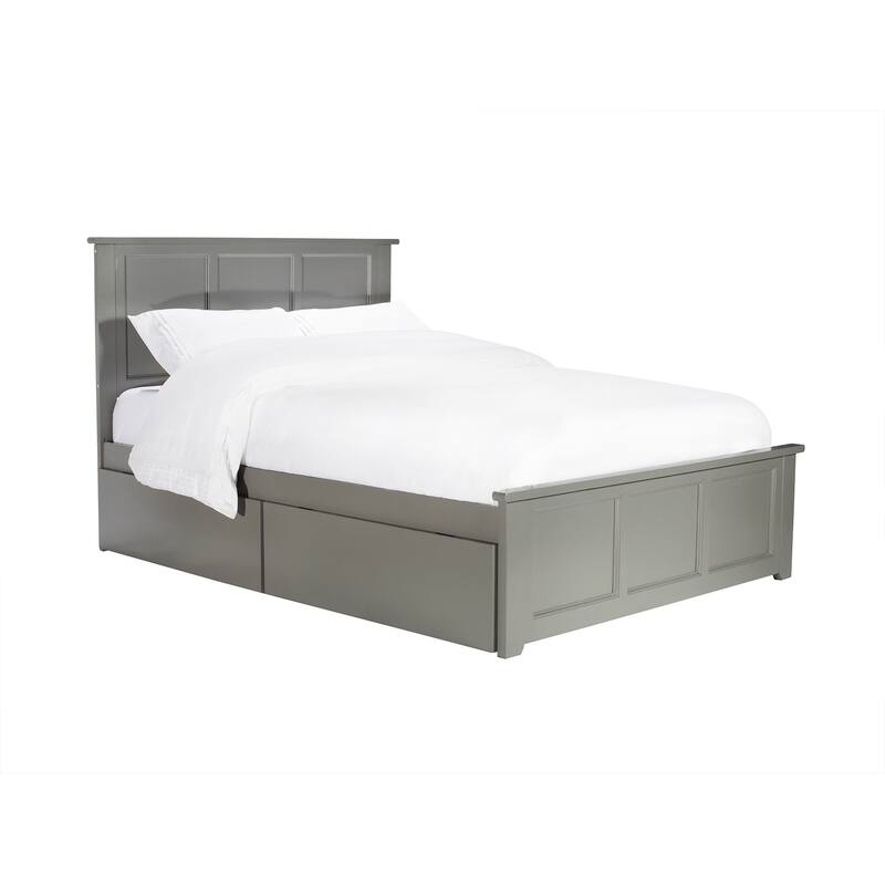 Platform Bed with Footboard & 2 Drawers - Storage Bed Frame - Slatted Support