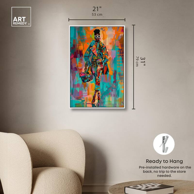 Bold Patchwork Style Canvas by Art Remedy