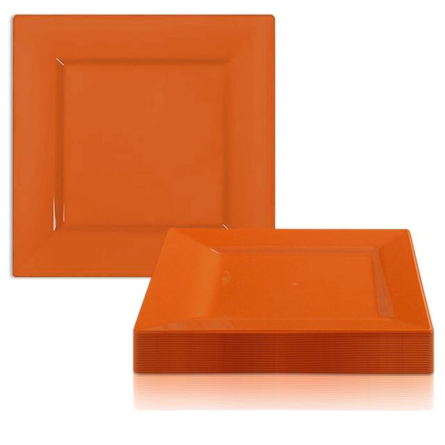 Modern Solid Square Disposable Plastic Plate Packs - Party Supplies - Burnt Orange - 120pcs - 6.5" Salad Plates
