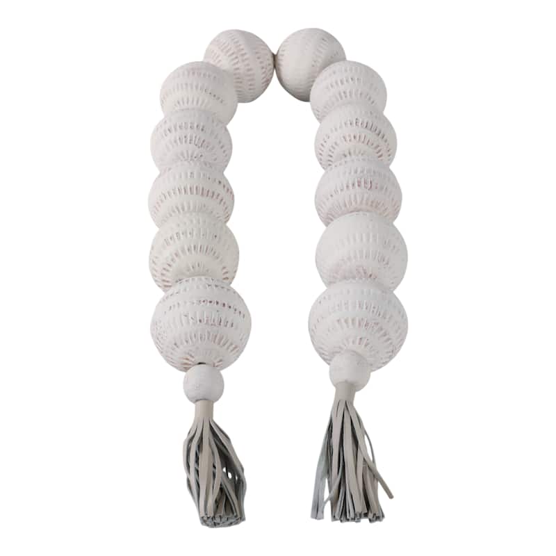 Decorative Beaded Garland with Leather Tassel Ends - 53.0"