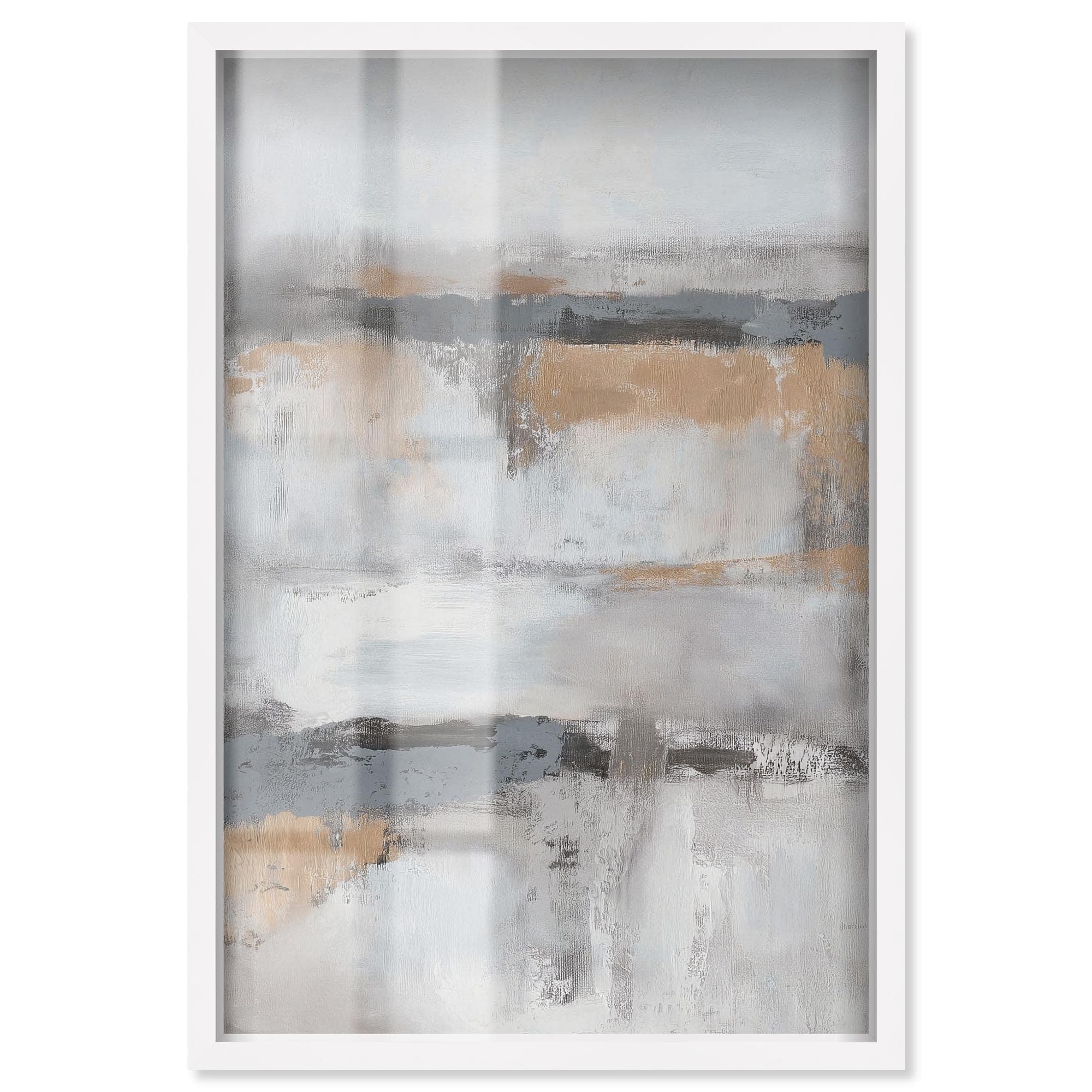 Grey and Beige Modern Decor Shadowbox Print by Art Remedy