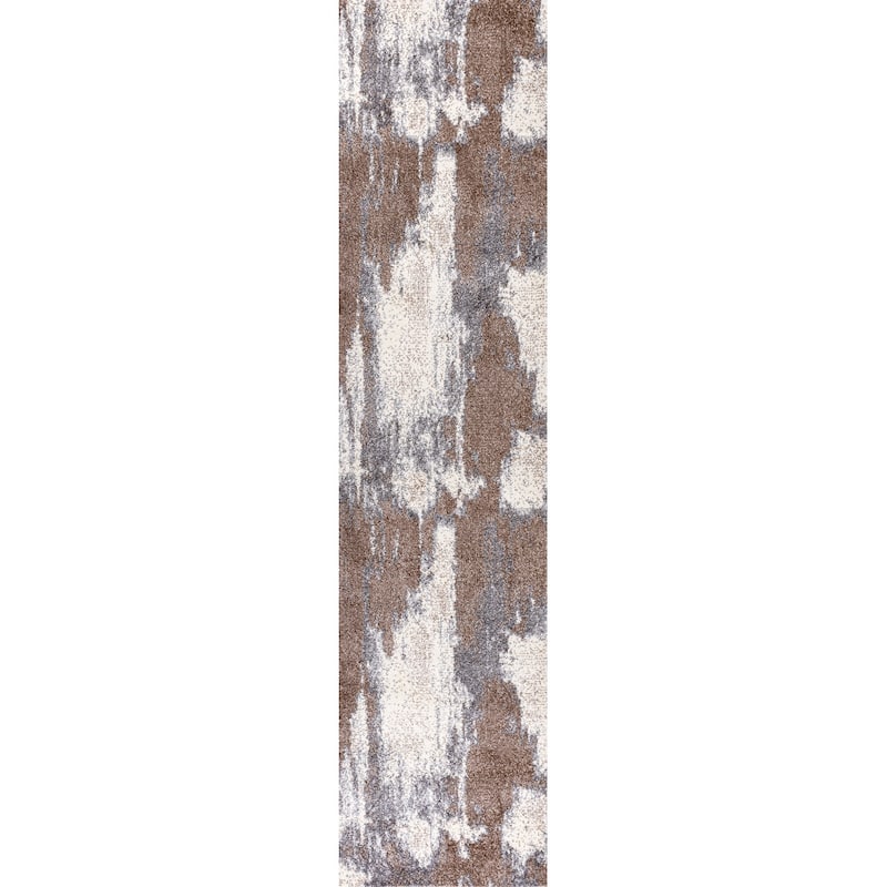 JONATHAN Y Sloane Contemporary Bohemian Abstract Marble Area Rug - 2 X 8 - Brown/Cream