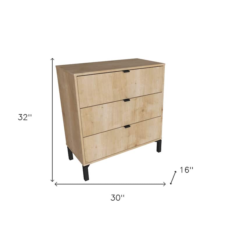 HomeRoots 30" Natural Three Drawer Dresser
