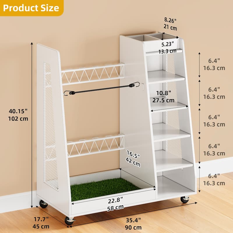 Moasis 35"/47" Wooden Golf Equipment Organizer Storage Rack with Wheels