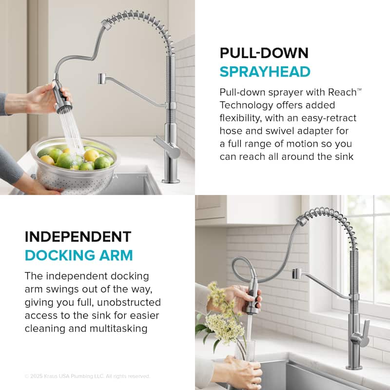 KRAUS Oletto Commercial Style 2-Function Pull Down Kitchen Faucet