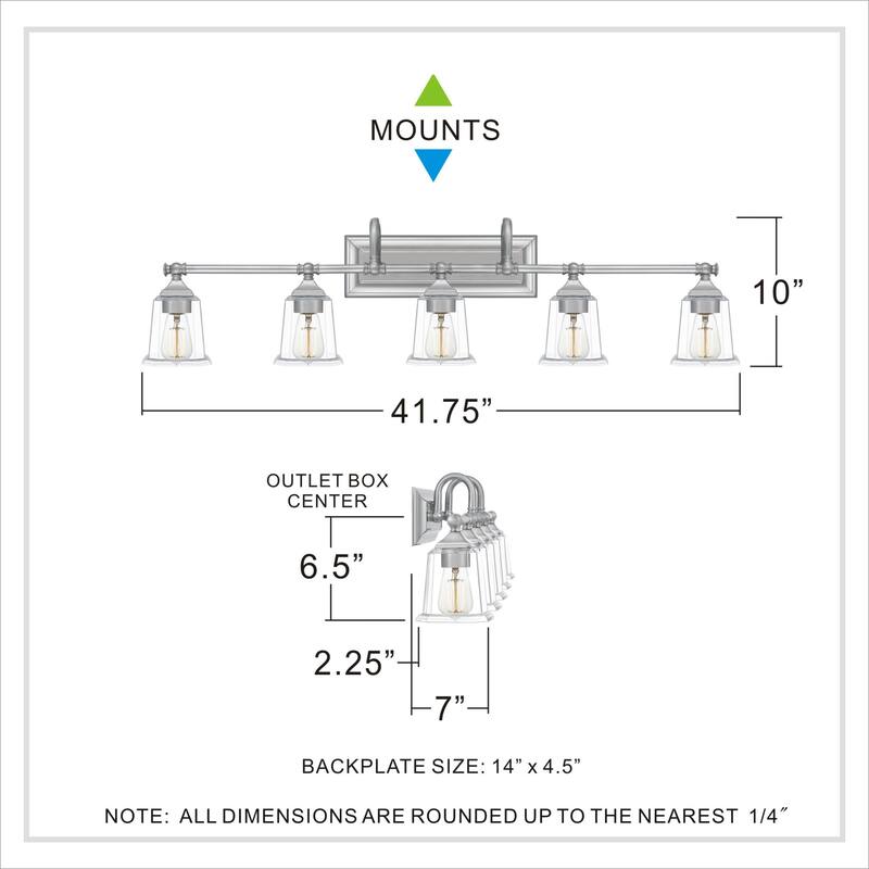 Roseto Barry 5 Light 42" Wide Bathroom Vanity Light
