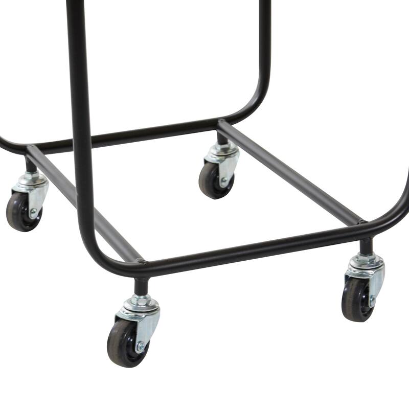 Metal Deep Set Wire Basket Storage Cart with Wheels and Fabric Lining - Black - Roche River Decor