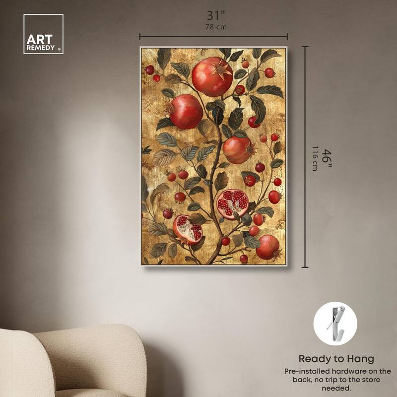 Golden Pomegranate Canvas by Art Remedy