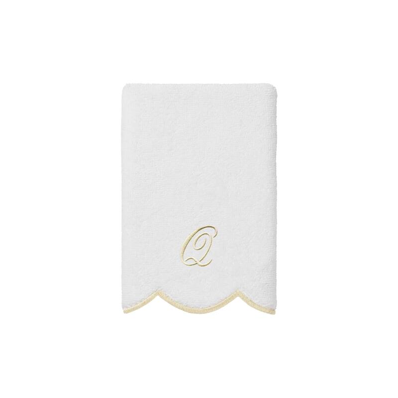Authentic Hotel and Spa 100% Turkish Cotton Beige ADORNIA Scallop Personalized 3 Piece Towel Set - 3 Piece Set