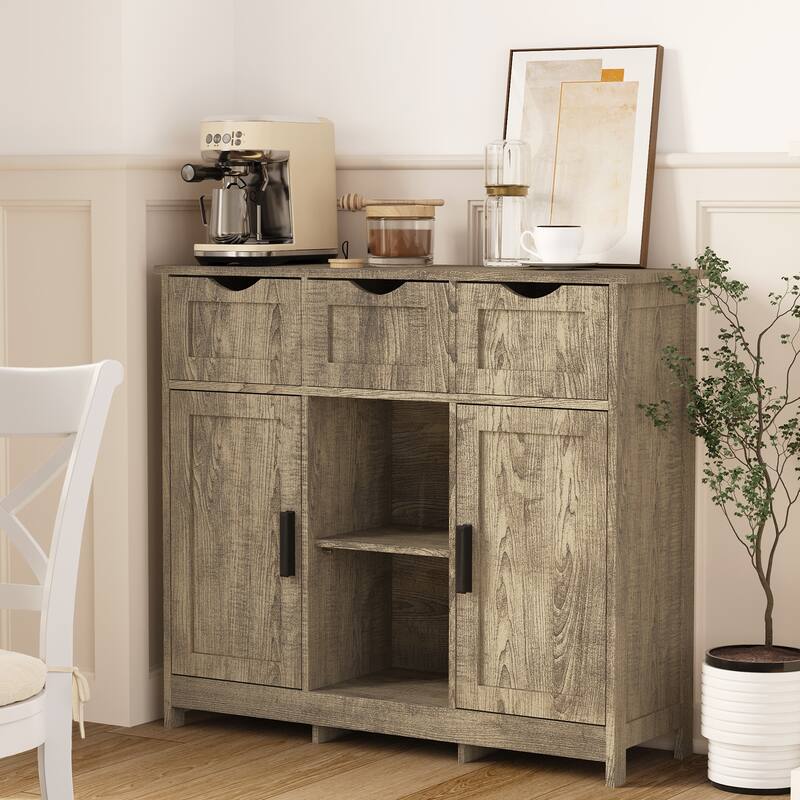 35.4" Wide 3 Drawer Sideboard ,Storage Cabinet & Buffet - 35.40"x31.10"x11.80"
