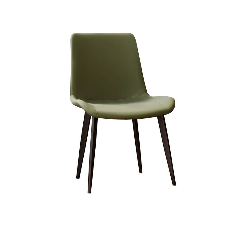 4 PCS Modern Dining Room Chairs, Upholstered Faux Leather Cushion Seat & Sturdy Metal Legs