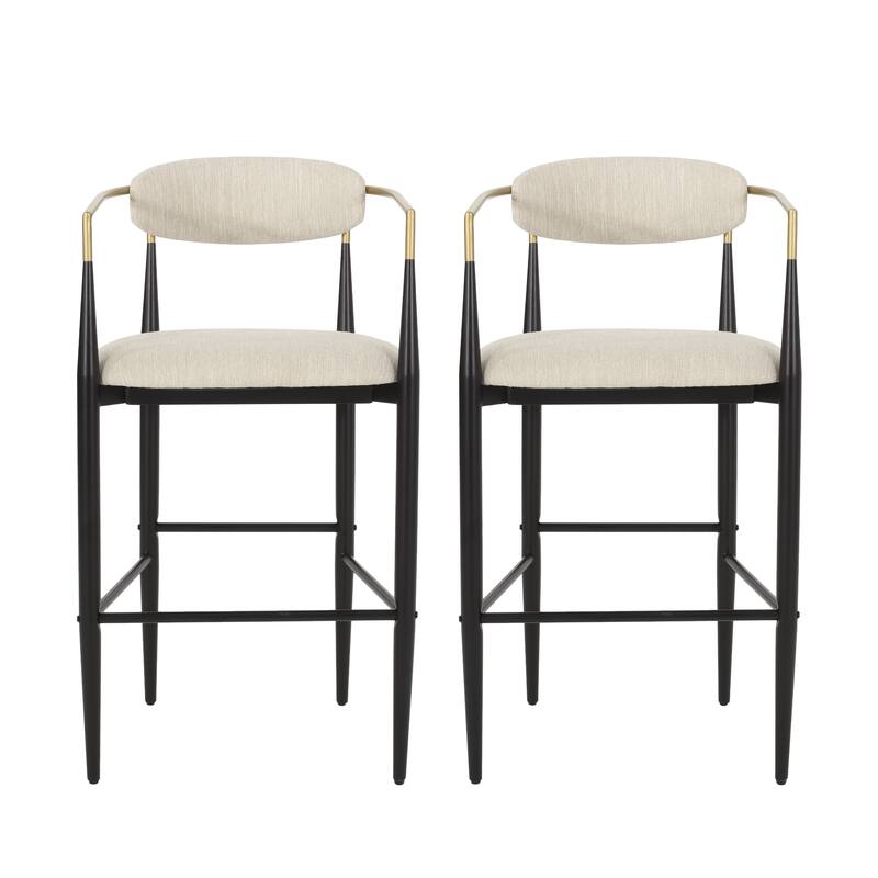 Counter Height Bar Stools Set of 2, Bar Stools with Upholstered Seats, Kitchen Island Chairs with Back and Iron Legs
