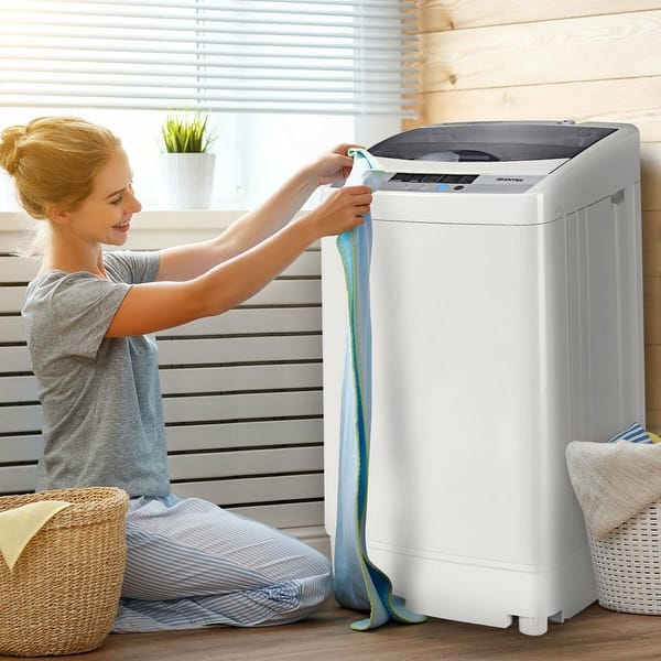 Giantex Portable Washing Machine, 2-in-1 Full-Automatic Wash & Dry, 8 lbs  Capacity Laundry Washer w/5 Programs, 3 Water Levels & Drain Pump, Compact  Cloth Washer Spinner 
